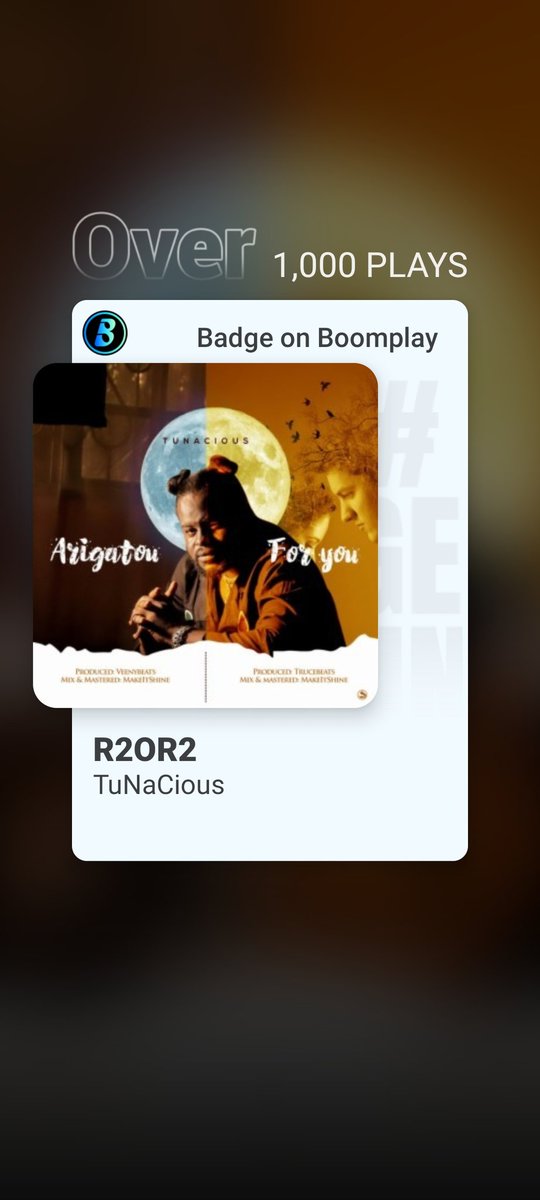 iamtunacious's tweet photo. 0ver 1000 #streams on @BoomplayMusicNG  ... Thank y'all for listening

#r2or2 #originaltheep #iamtunacious #tunacious #Trending #BoomplayRecap2021 https://t.co/vZQM5bxAs3