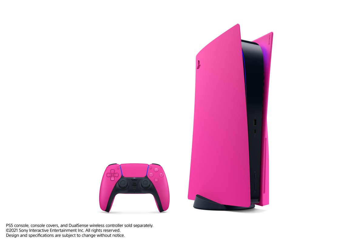 PlayStationUK's tweet image. On Mondays we wear Nova pink.

Take a closer look at the Nova Pink PS5 console cover and Nova Pink DualSense controller. play.st/3lZLRUo