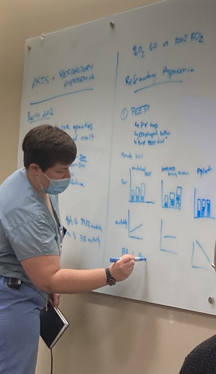 MHayes_MD's tweet photo. .@HarvardPulm fellow Meg Allison teaching us about #PEEP and #drivingpressure during #MICUFICU didactics @BIDMC_Medicine https://t.co/fbyZVusuZ9