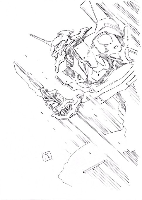 エヴァンゲリオン初号機初めて描いた<ボールペン一発描き> 