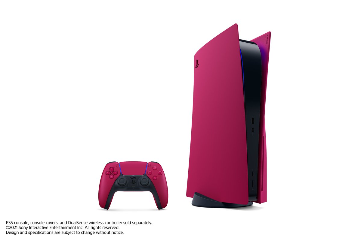 PlayStationUK's tweet photo. Red PS5 (Taylor's version)

Take a closer look at the Cosmic Red PS5 console cover and Cosmic Red DualSense controller. https://t.co/jt3OUKPqa7