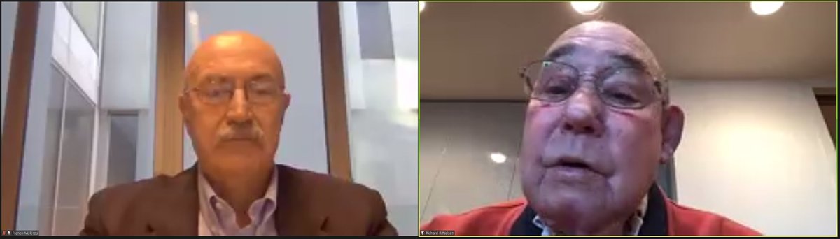 MSchlaile's tweet image. Interesting and insightful conversation between @FrMalerba and Richard Nelson at the Chris Freeman centenary Lecture Series @UNUMERIT today - So many familiar names and faces in the audience. Feels great &amp;amp; daunting to be among such bright, inspiring minds #evolutionaryeconomics