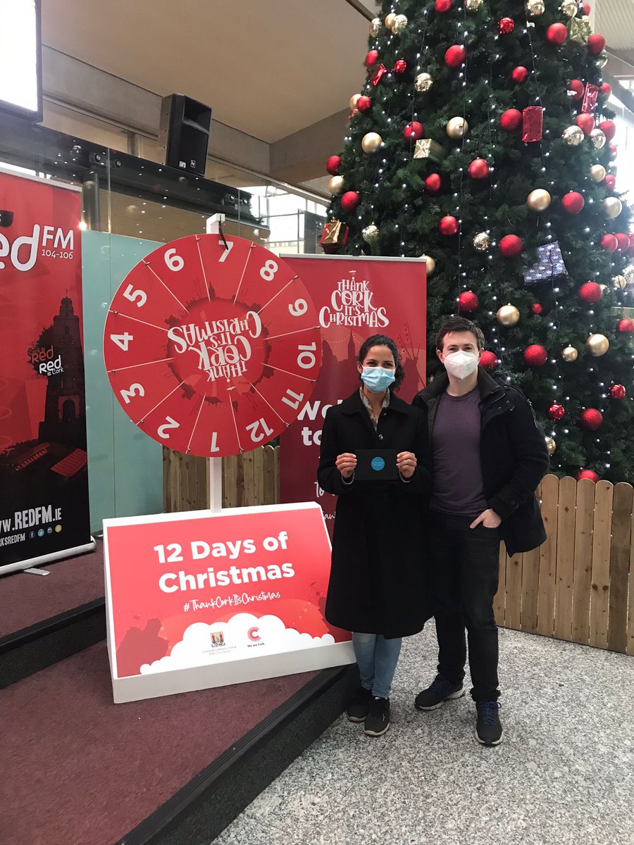 CorksRedFM's tweet photo. Congratulations to Deise who arrived on the Paris Orly flight with @vueling airlines this morning to win a @cornstore_cork voucher! All with thanks to the @corkcitycouncil and @CorkAirport 12 Days Of Christmas campaign! ✈️ #ThankCorkItsChristmas https://t.co/w7TzoXtrq2