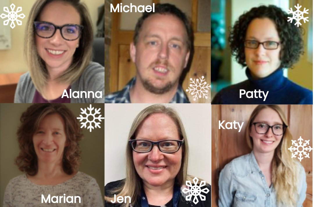 NOSMLibrary's tweet photo. It’s holiday trivia round 2! Can you match our library staff to their favorite holiday songs? Share your own favorite to win a $15 Tim’s gift card. 🎼☃️ https://t.co/GTJU6spUCP