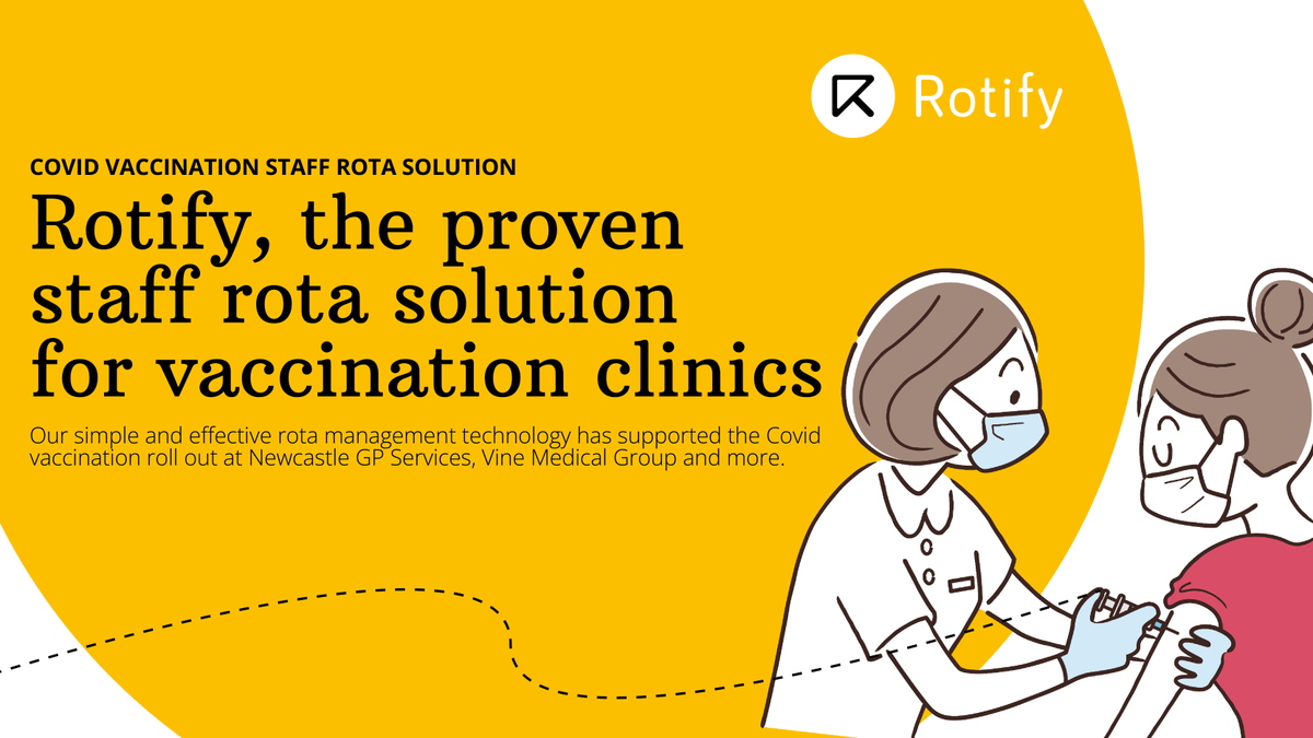 The latest Covid guidance for all those eligible to "get boosted" will put huge pressure on vaccination clinics. 

Staff scheduling needn't be another added pressure. Get in touch today to find out how we can help.

> rotify.co.uk/contact

#covid19 #vaccination #getboosted