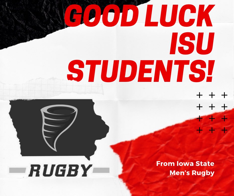 IowaStateRugby's tweet photo. It is finals week! Best of luck to all ISU, especially our Student-Athletes, as they look to end their Fall Semester on a high note! #BeAboutIt https://t.co/bt5dsTcsXf