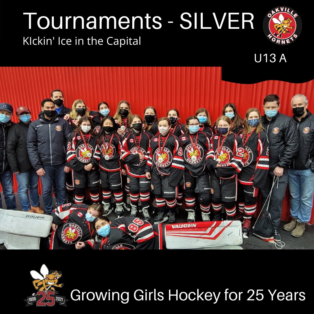 OakvilleHornets's tweet photo. Congratulations to the U13 A team! They brought home Silver from the Kickin' Ice in the Capital tournament. #girlshockey #womenshockey #GCGHComp19 https://t.co/sqBewgb6HM