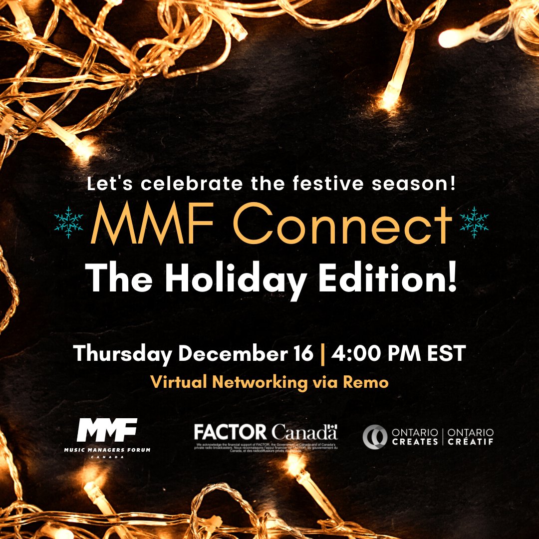 MMFCanada's tweet photo. Thurs. December 16, 2021, 4:00PM to 6:00PM EST
#MMFCanada Members and friends are invited to celebrate the festive season for a casual virtual holiday party!
Register here: https://t.co/CCT6kK6OgS
Don’t forget to bring your friends! Non-MMF Members are welcome.
#MMFConnect https://t.co/LmT8KDctn0