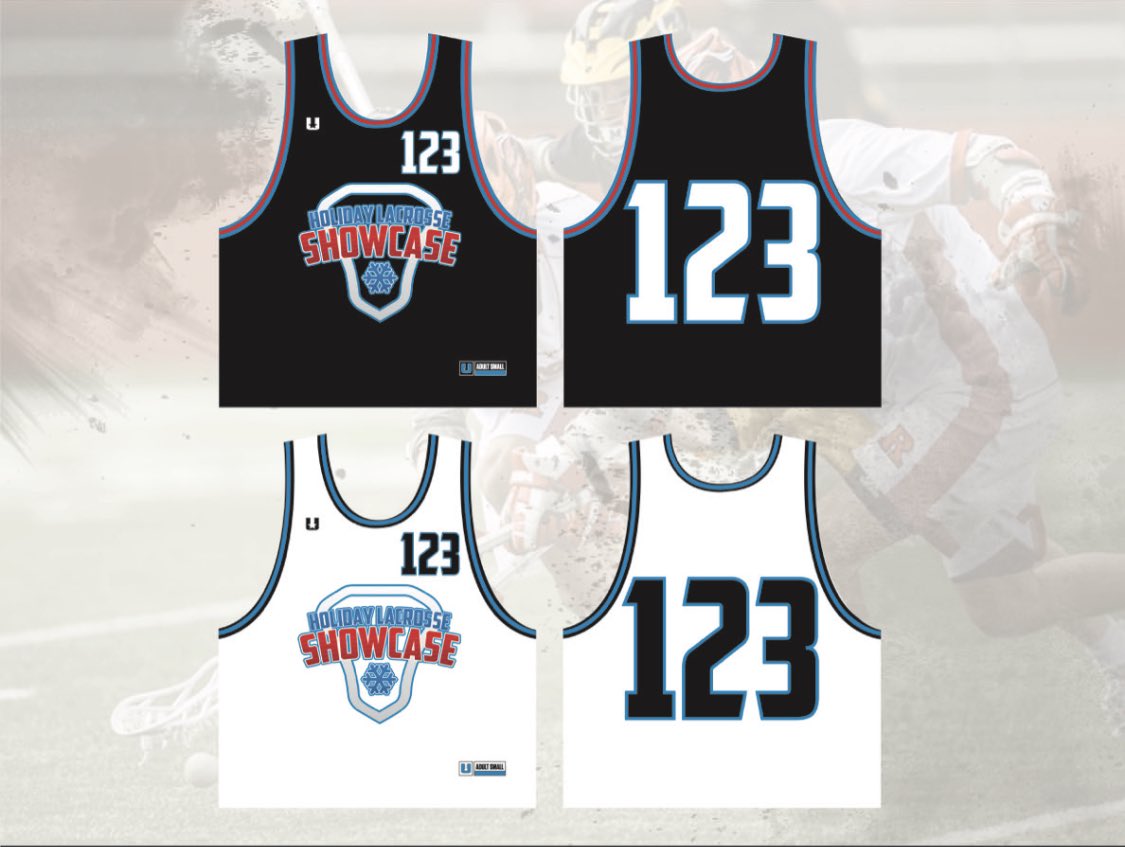 holidayshowcase's tweet photo. Fresh, upgraded look for this year’s Holiday Lacrosse Showcase! All players receive one of these awesome fully sublimated jerseys. Limited spots still remain! Visit https://t.co/Y2mjGD8ila to learn more, including how to register! https://t.co/i0RAaql9OR