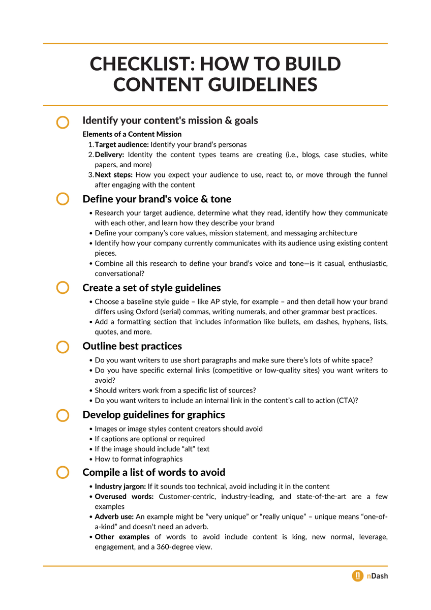 nDash's tweet photo. The best way to ensure your content team delivers on messaging, tone, and voice is with content guidelines. Do you know how to create content guidelines? Check out the link below to learn more – or download our shareable infographic! https://t.co/QYJteHgZhv
#contentguidelines https://t.co/UYr98TmCyM