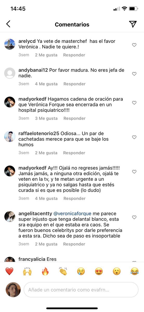 Ahora todo son lamentos. Pero mira los comentarios en el último post de Verónica Forqué en sus redes. A ver si empezamos a madurar…