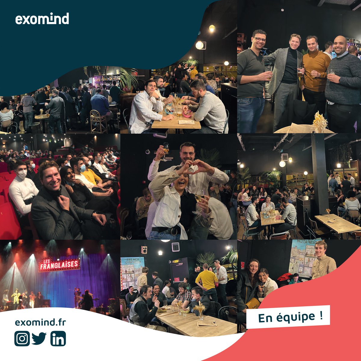 exomind_fr's tweet photo. Les agences EXOMIND de Paris &amp; Rennes de nouveau réunies pour une soirée spectacle incroyable dans la salle mythique de Bobino.

De plus en plus de monde sur nos photos ? L'aventure ne fait que commencer!

Rendez-vous en 2022 pour la saison 4 exomind ! 🧠

#exomind #tech #joinus https://t.co/MjSdBeIoVM