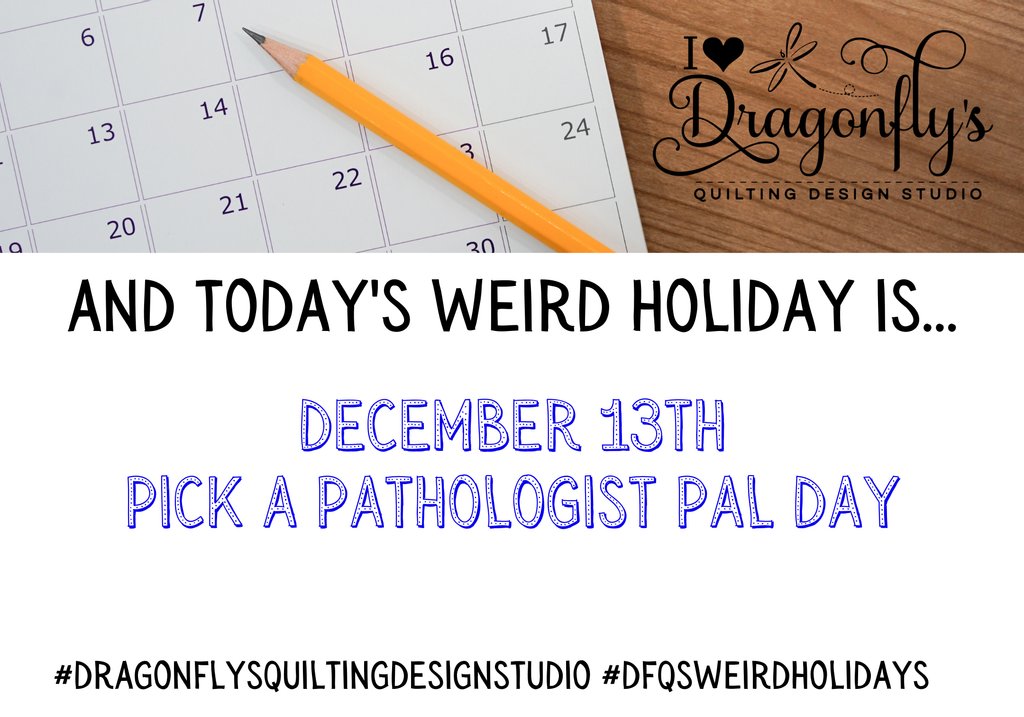 DragonflysQuilt's tweet photo. I think this might be the weirdest one all year?

Join us on Monday's for Weird Holidays!
#Dfqsweirdholidays

#dragonflysquiltingdesignstusio
#braingames
#quiltjokes
#justforfun https://t.co/9jfAfiotWk