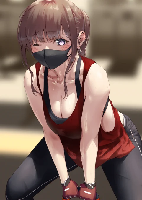 マスク系筋トレ女子 