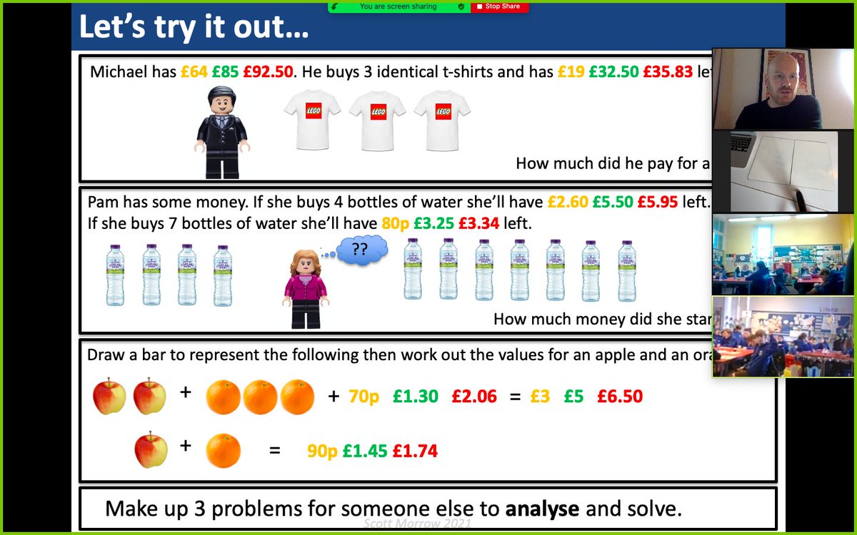 ScottMorrowSA's tweet photo. Great fun working with p7 @TroonPS this morning...lots of visible thinking and algebraic reasoning on show...brilliant work p7!! #remotelearning #conceptualunderstanding #SACNumeracy https://t.co/YC5w8Iy7HN