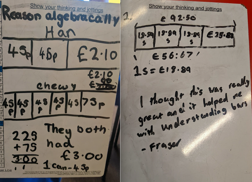 ScottMorrowSA's tweet photo. Great fun working with p7 @TroonPS this morning...lots of visible thinking and algebraic reasoning on show...brilliant work p7!! #remotelearning #conceptualunderstanding #SACNumeracy https://t.co/YC5w8Iy7HN