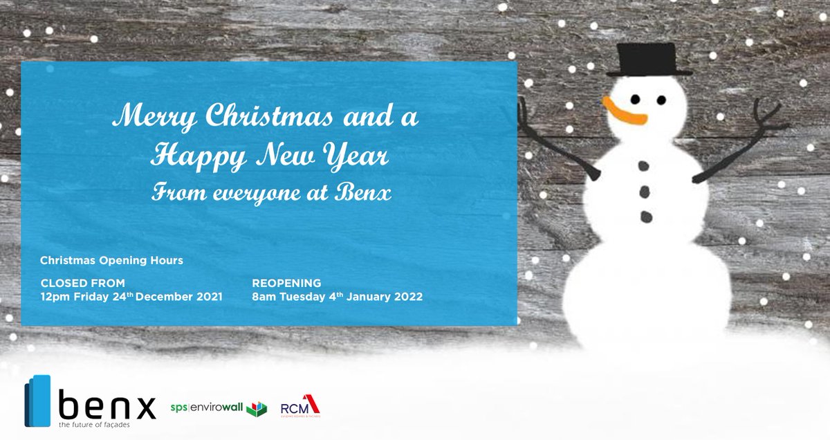 Only 12 days until Christmas. Please read the below information about our Christmas and New Year shutdown times.

If you have any questions, please contact our team on 0845 519 8641 or via our website benx.co.uk/contact/