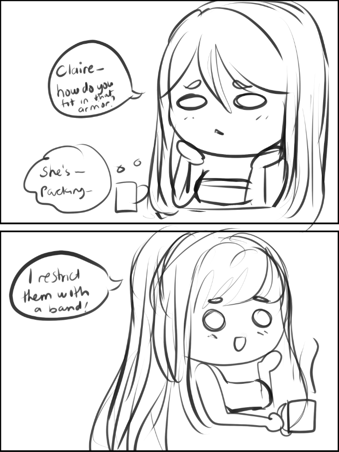 Diana contemplating because it's the first time she sees Claire without her armor whEEZE 