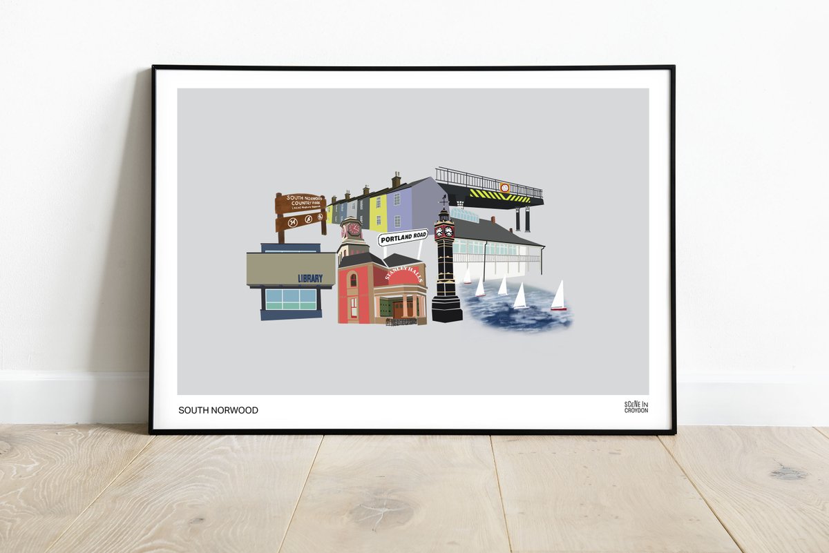 If you're in South Norwood, visit <a href="/AminaMGallery/">Amina Malik Gallery</a> to view our hand-drawn South Norwood illustrations:) Also available online etsy.com/uk/listing/806… Featuring @Stanley_Arts <a href="/BRITSchoolCAP/">Community Arts</a>  <a href="/CPFC/">Crystal Palace F.C.</a>  <a href="/LoveLaneGreen/">Friends of Love Lane Green</a> <a href="/BrutalistLib/">Brutalist Library</a> <a href="/ClocktowerSN/">ClocktowerMarket SN</a>  #selhurst #se25 #croydon
