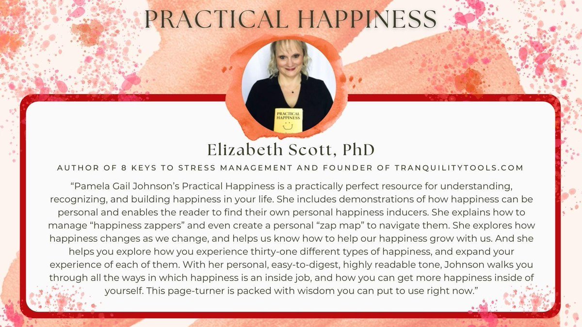 the_real_pamela's tweet photo. Thanks, author @ElizabethScott, for the book blurb!
PRACTICAL HAPPINESS: Four Principles to Improve Your Life by Pamela Gail Johnson. Published by @HCI_Books January 4, 2022.
Pre-order my book by Jan. 3 for gifts
https://t.co/9yYPdoOVpO
#BookTwitter #writerslift #WritingCommunity https://t.co/ujOZ8JtO3W
