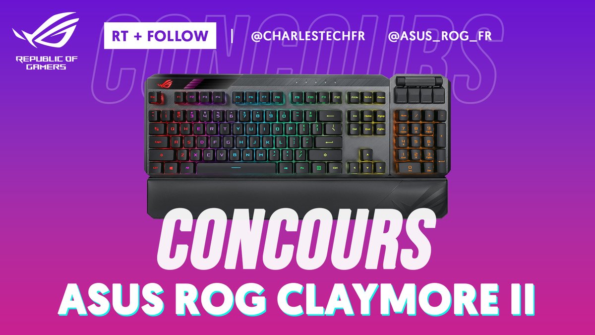 charlestechfr's tweet photo. 🎁 CONCOURS - Un GROS clavier performant pour les gamers qui n'ont pas le temps de perdre !  #CharlesTechNoel

🔁 RT ce tweet
👉 FOLLOW @charlestechfr et @ASUS_ROG_FR 
 
🔔 Active la cloche pour ne rien louper !

📅 Tirage au sort le 20/12 https://t.co/mGirNQpX3Q