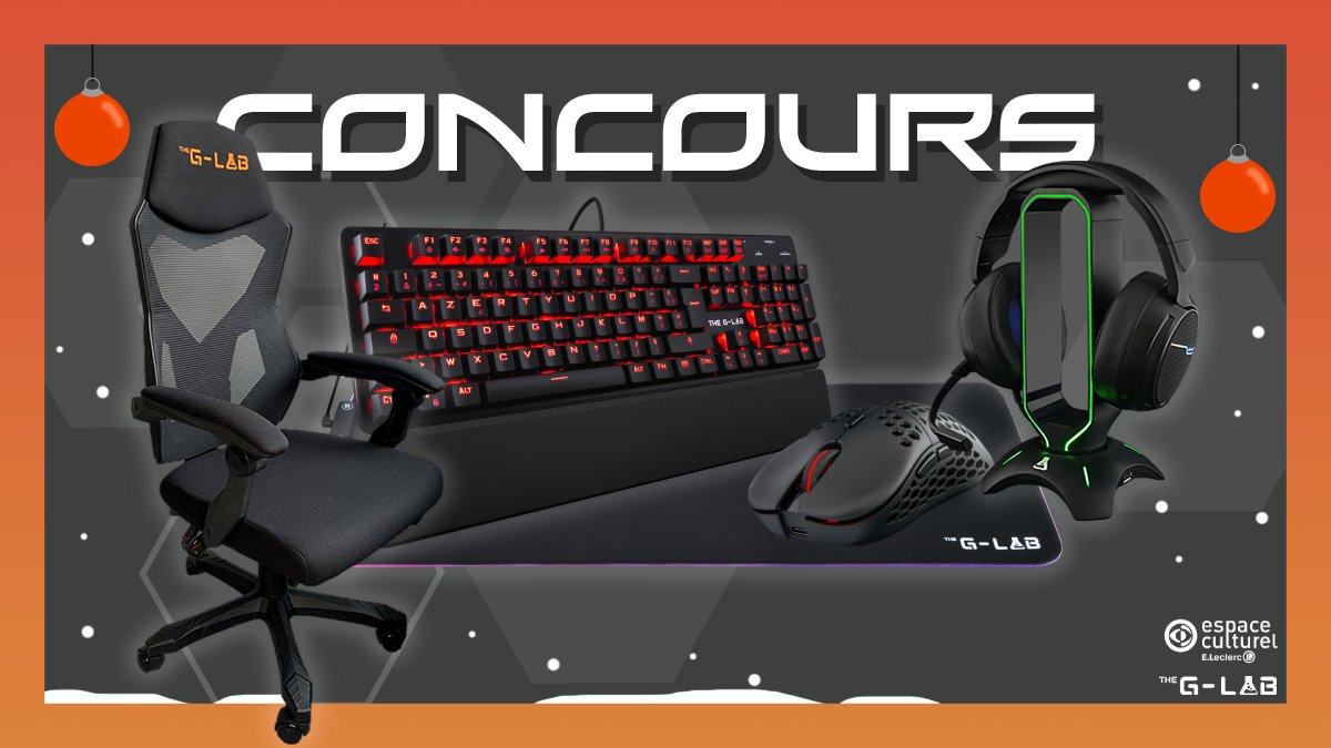 Grâce à <a href="/TheGLabFrance/">The G-Lab 🇫🇷</a> participez à notre #concours et tentez de remporter un setup gaming complet 🎁
1 gagnant 🥳

Pour participer : RT + Follow <a href="/Leclerc_JV/">E.Leclerc Jeux Vidéo</a> et <a href="/TheGLabFrance/">The G-Lab 🇫🇷</a> + tag 2 amis en commentaire

Pack Gaming▶️bit.ly/3Iz4tnI
Règlement▶️bit.ly/3dQ2gXb