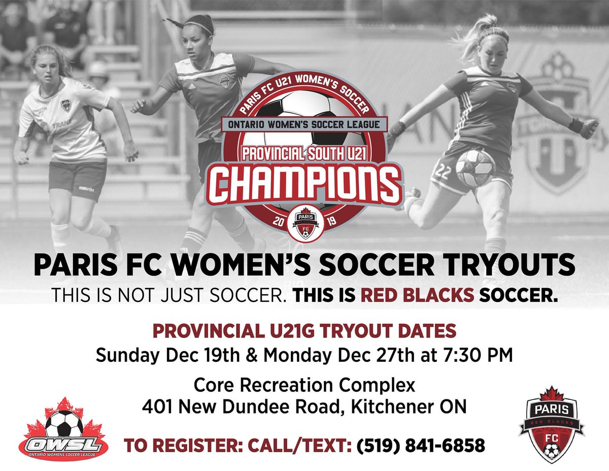 Paris FC U21 are holding tryouts on December 19th and 27th. #OWSL