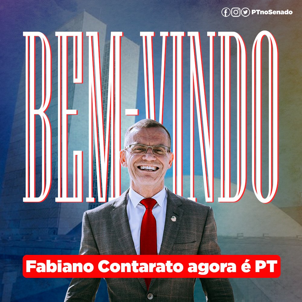 PTnoSenado's tweet photo. Nada melhor do que começar a semana com uma notícia boa: acabamos de ganhar um reforço de peso na luta por direitos, desenvolvimento e oportunidades para todos e todas. Seja muito bem-vindo, companheiro @ContaratoSenado. Vamos construir um Brasil feliz de novo! https://t.co/uXNFo3r72Z