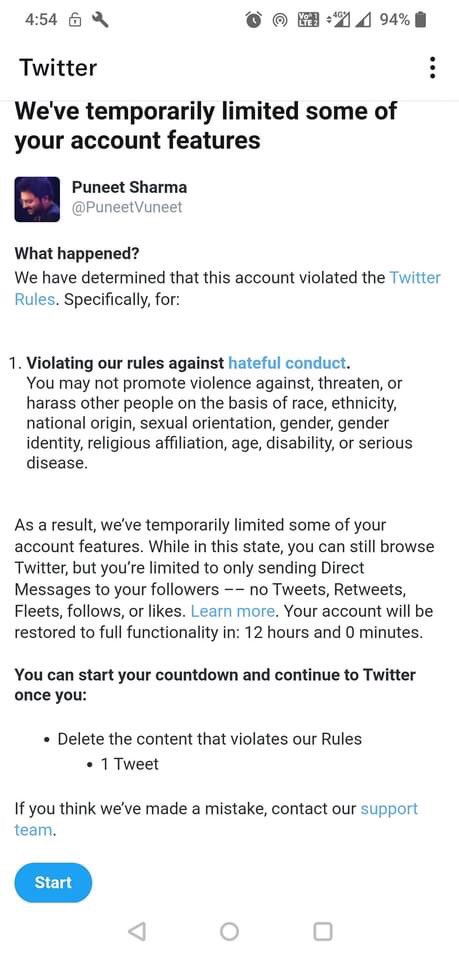 Arjun_Mehar's tweet photo. .@TwitterIndia हमें भी बता दो कि @PuneetVuneet भाई के ट्वीट ने आपका कौनसा रूल तोड़ा है..?
#StandWithPuneet https://t.co/RlE4V227oP