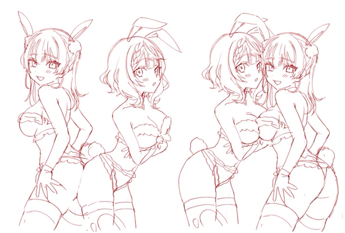 乳か胸か…みたいなラフ
(クロ…ちゃんのタイツ左右間違った🥲) 