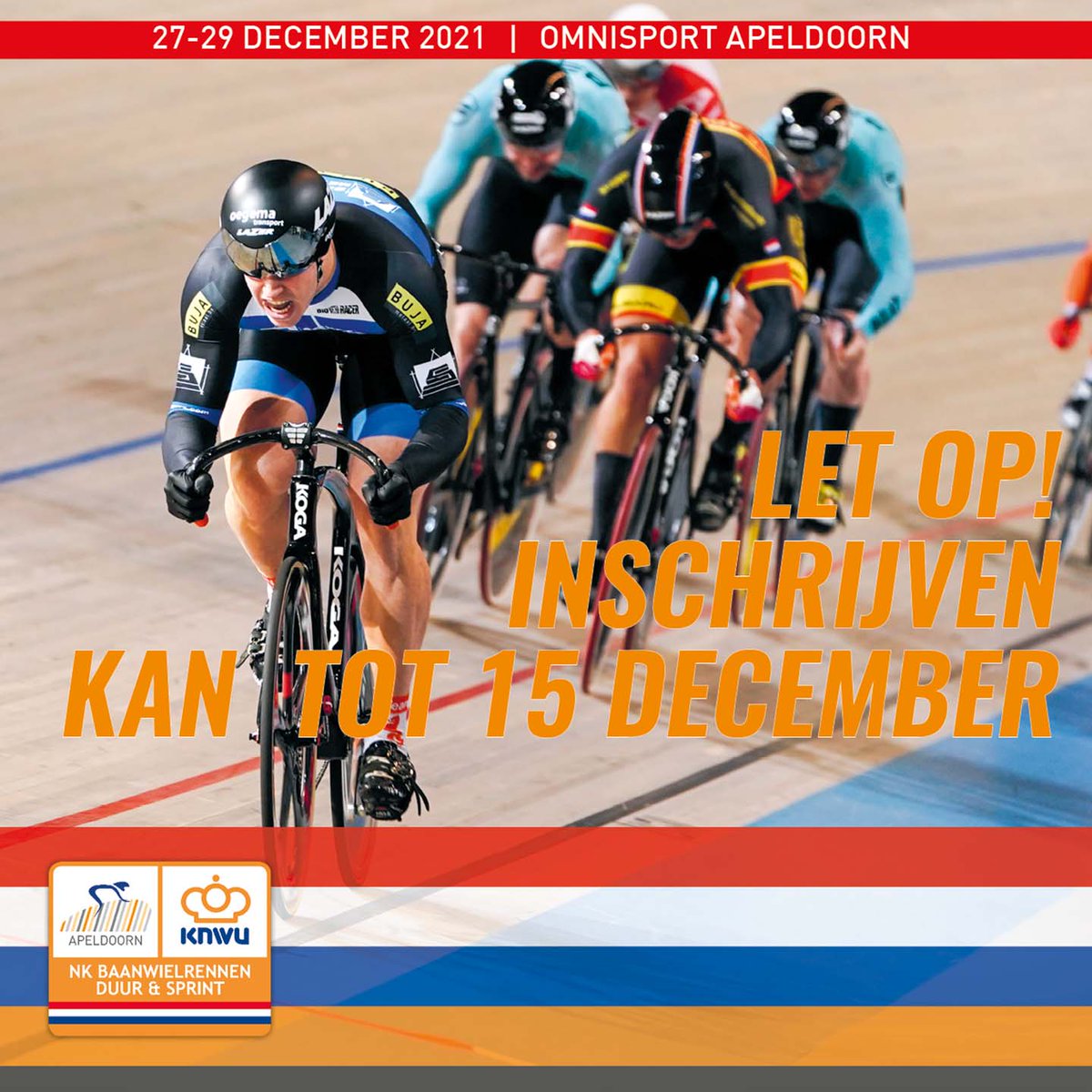 nkbaan's tweet photo. ❗ Renners let op ❗
Wil je meedoen aan het NK Baanwielrennen? De
inschrijving sluit op woensdag 15 december om 11.30
uur. Zorg dus dat je je voor de deadline hebt
ingeschreven via MijnKNWU. Bijschrijven is niet
mogelijk. https://t.co/qym3KOf5ht