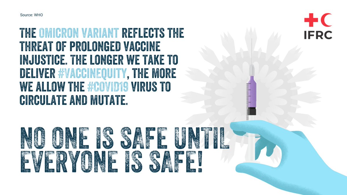 A year since the world began to roll out COVID-19 vaccines, there is a lot of work ahead. <a href="/IFRC/">IFRC</a> and National Societies are working tirelessly to get vaccines into arms of those who need it most.
To end this pandemic, we must ensure that everyone has access to vaccinations.