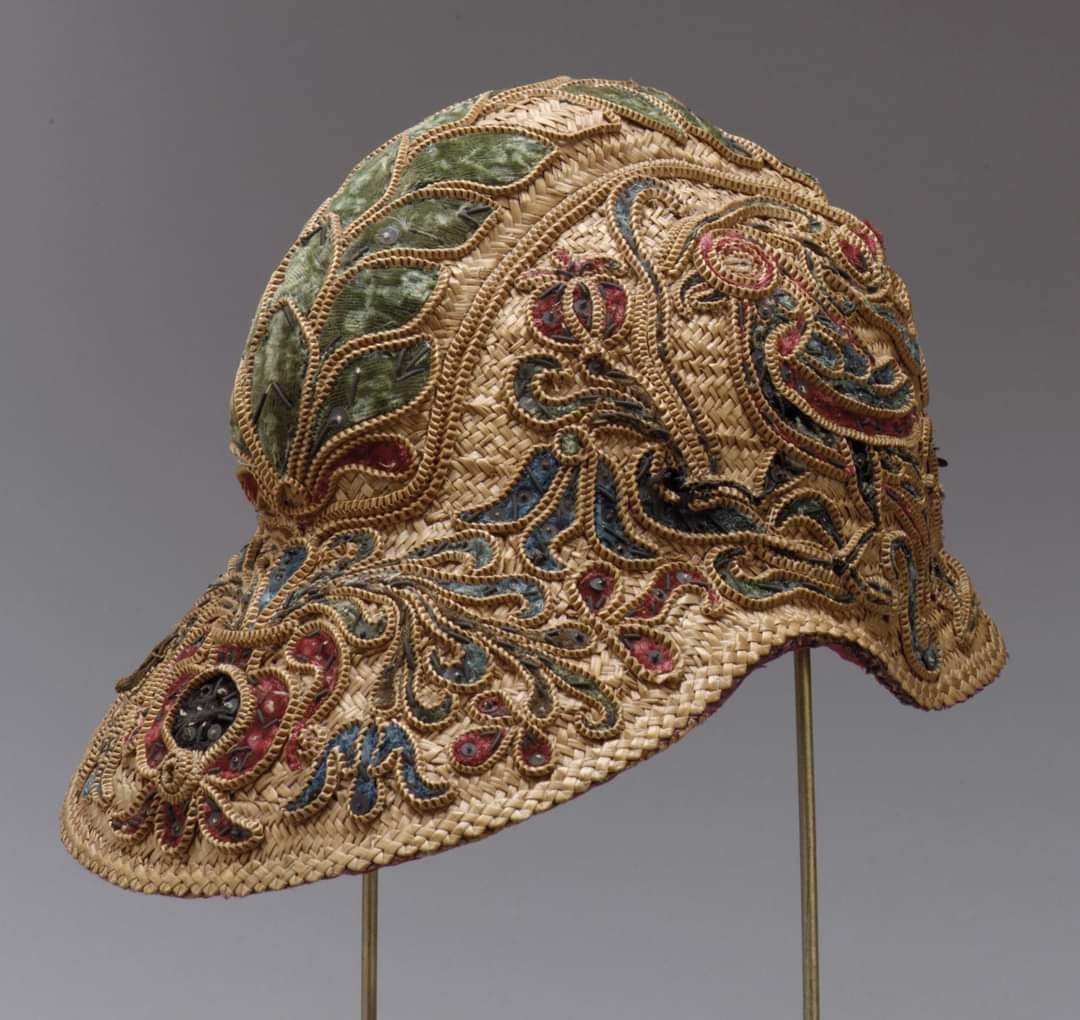 archeohistories's tweet photo. A 16th Century CE, straw parade helmet decorated with silk and metal.
(Spain)

It was given shape of contemporary military helmets. Rich decorations indicate that it was probably worn by a high-ranking official at festivals.

Metropolitan Museum of Art, NY

#archaeohistories https://t.co/EKkvXlDxyh
