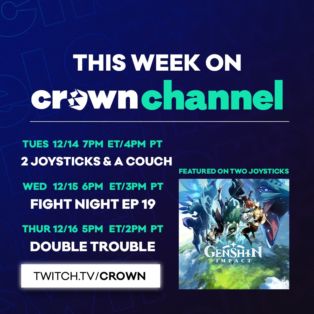 crownchannel's tweet photo. Don't get left in the cold!๐ฅถ We've got some great shows to keep you warm๐ฅ this week on #CrownChannel:
๐บ #Crown2J1C LIVE Tues. 12/14 @ 7pm ET/4pm PT
๐บ #CrownFightNight LIVE Wed. 12/15 @ 6pm ET/3pm PT
๐บ #Crown2xTrouble LIVE Thurs. 12/16 @ 5pm ET/2pm PT https://t.co/UzDycWouAP