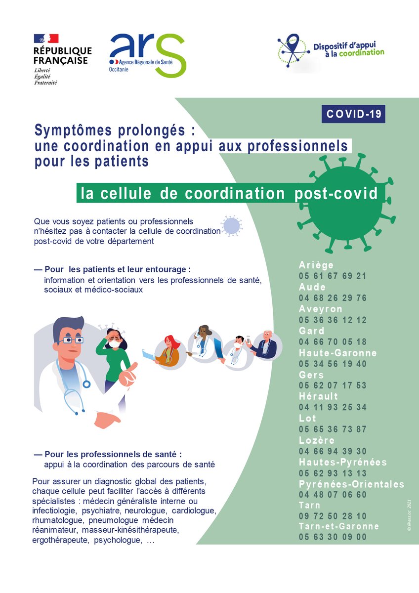 [#Covid19] A l'écoute des personnes malades et des professionnels, la prise en charge des cas de covid long les plus complexes poursuit ses avancées en #Occitanie : l'<a href="/ARS_OC/">ARS Occitanie</a> vient de sélectionner 6 centres de recours de médecine et 18 centres de rééducation et réadaptation.