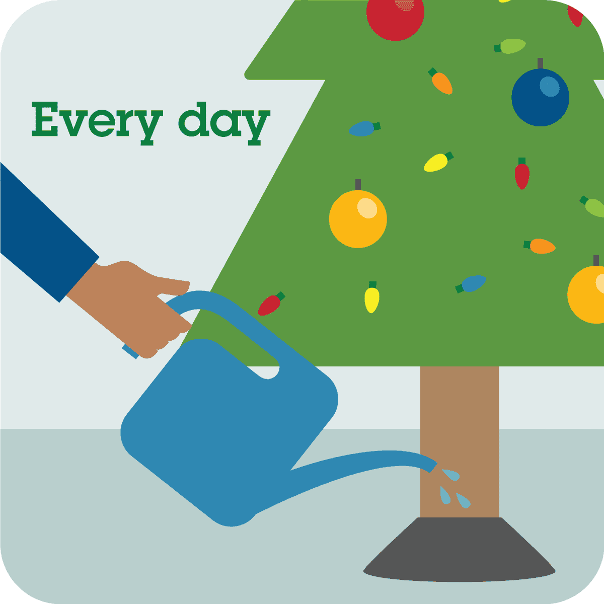 Your tree gets thirsty too! Make sure to give it its daily drink of water. #HolidayFireSafety #WinterFireSafety