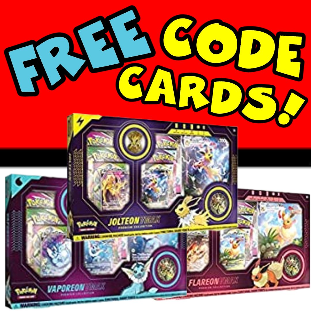 OneSPlays's tweet image. This week: THREE full-length openings &amp;amp; a special code card giveaway! 

To win these 3 Eeveelution Premium Collection box code cards, simply follow us &amp;amp; RT!

Plus, we give code cards away daily here:
youtube.com/c/onesplays

#PokemonTCG #CodeCards #PokemonTCGO #Pokemon