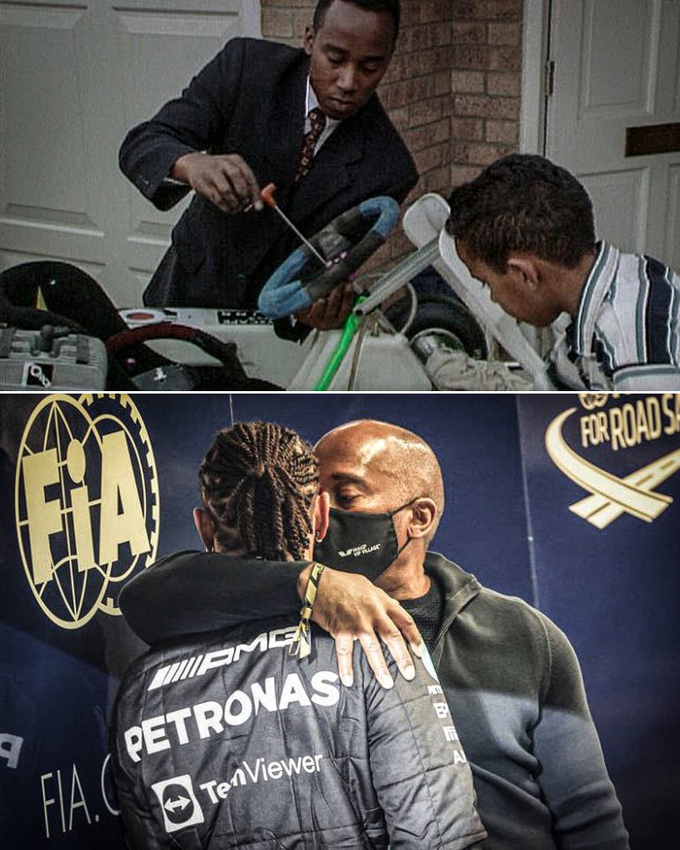 Anthony Hamilton worked multiple jobs, emptied his savings and took out a second mortgage to help his son chase his dream of being an F1 driver.

He was there for Lewis after Sunday's race to remind him how far they've come ❤️