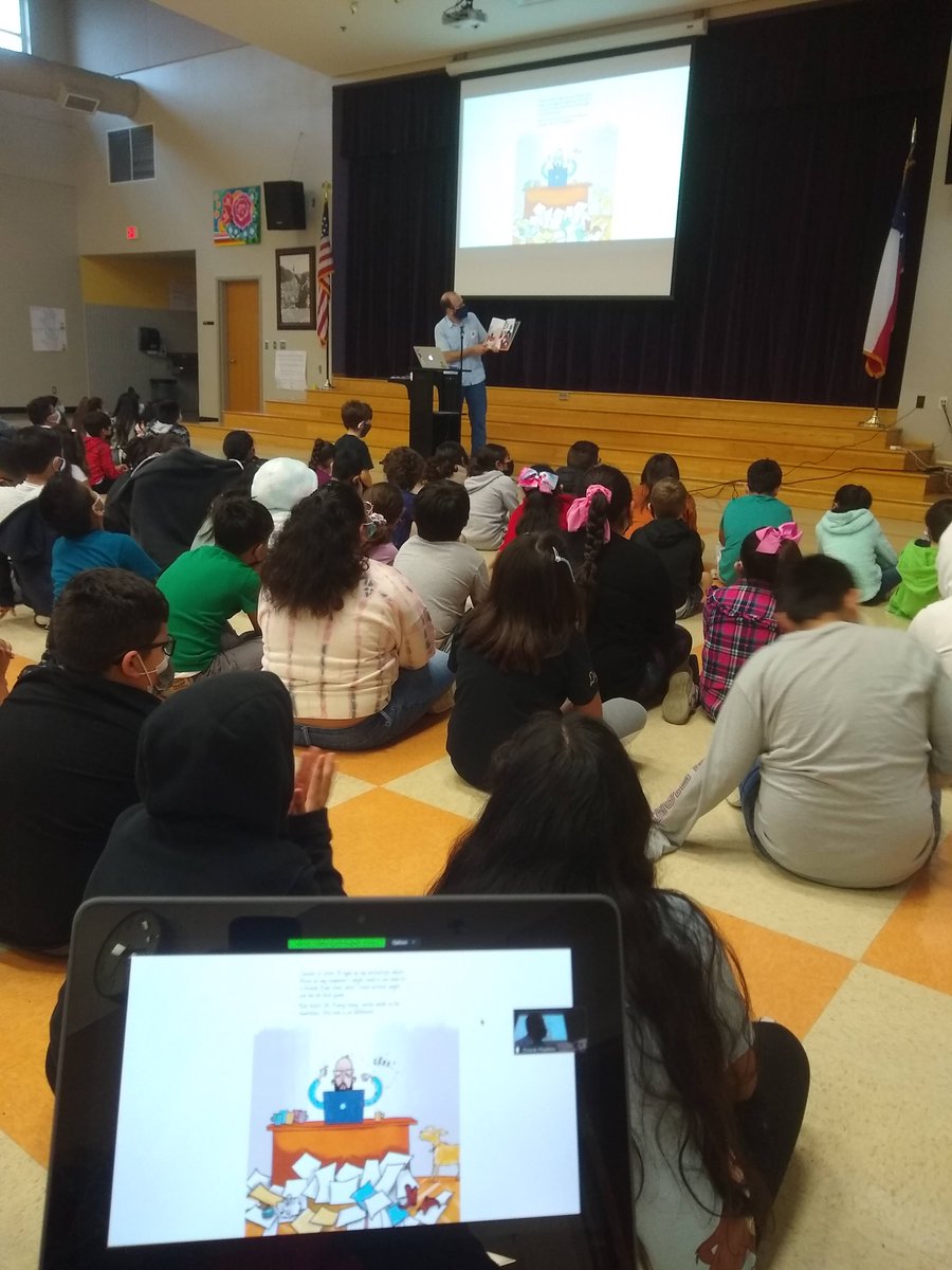 We kicked off our <a href="/Perez_Elem/">Perez Elementary</a> Student Publishing Project with a hybrid visit from @Bartography! Students learned from Chris Barton (&amp; Ernie🐶) all about HOW TO MAKE A BOOK (about My Dog) and are ready to get started on their own! <a href="/AustinEdFund/">Austin Ed Fund</a> <a href="/LernerBooks/">Lerner Books</a> <a href="/WritersLeague/">Writers' League of Texas (WLT)</a>