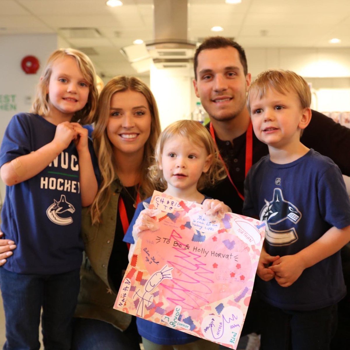 Canucksforkids's tweet photo. .@BoHorvat and his wife, Holly, have a special connection to our friends @RMHBC and understand the difficulties that these families face. So in 2019, Bo introduced Horvat’s Heroes, a ticket donation program that allows kids and their families the chance to enjoy a Canucks game. https://t.co/iRkrBsfMeH