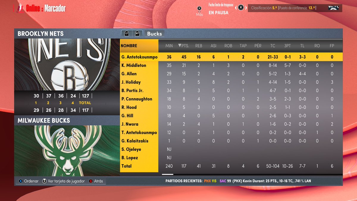 GmMalditosnets's tweet photo. Espectacular partido el vivido en @LigaOneshotCpn ,duelo estelar Anteto vs Durant y Harden vs Middleton,gran victoria para coger moral y fuerzas @Xbox_Spain @GeneracionXbox @2KEspana @LigaPhoenix2k @ https://t.co/FIXbQdcIkY