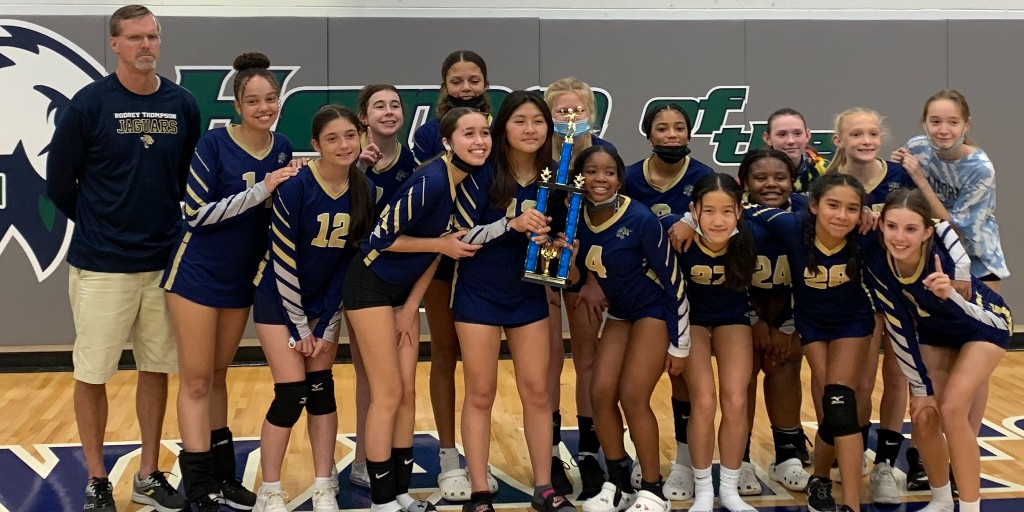 Congratulations to the Rodney E. Thompson Middle School volleyball team, who finished off an awesome season winning the middle school championship. The Jaguars were 7 and 1 for the season winning 15 of 17 sets played.
<a href="/ThompsonJags/">ThompsonJags</a>