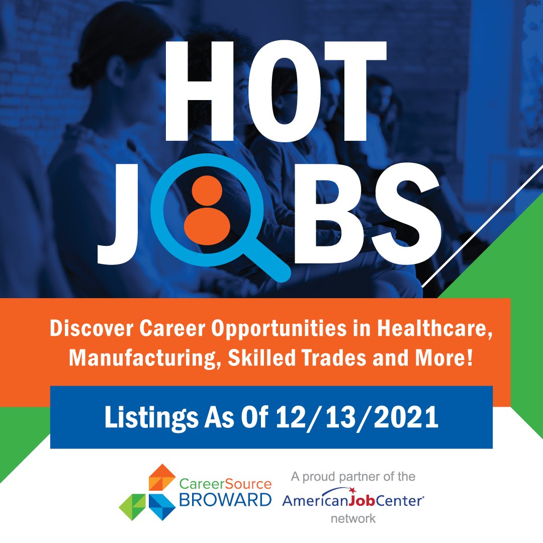 CareerSourceBD's tweet photo. #HotJobsAlert

Check out the latest #HotJobs in Broward County to get the week started right!
https://t.co/uhFsoalPYN

#Jobs #Employment #WorkforceDevelopment https://t.co/v9OVIuzYk2