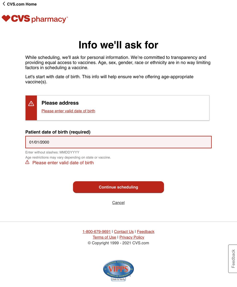 drdriveby's tweet image. I wonder if @cvspharmacy has any idea why no one is registering for Covid Booster shots. No date of births seem to be valid! (Entered correctly! The website prints it back with slashes) #programmingfail #COVID19 #websitefail #sanitization #ERROR