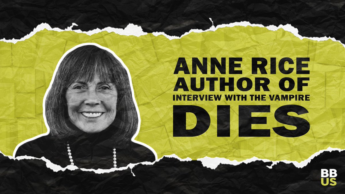 BookBureauUS's tweet photo. Anne Rice, the best-selling novelist who was most known for her tales about vampires and otherworldly creatures, passed away on Saturday, December 11 at the age of 80.

Article link:https://t.co/dwqGqrP3yT

#BookBureau #AnneRice #Author #Books #book #RestInPeace #WritingCommunity https://t.co/g9yazyiYwS