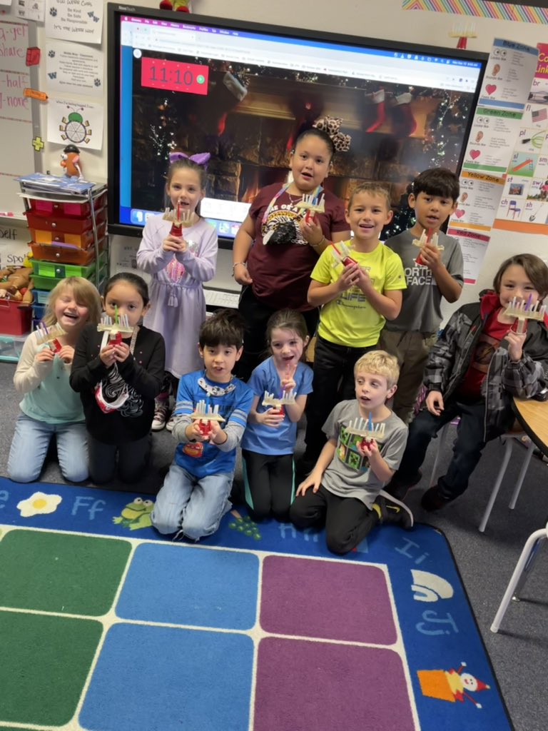 First grade is doing holidays around the world this week. We did a STEM Activity- build a Menorah. I got this idea from <a href="/Kim_Baileyteach/">Kim Bailey</a> after we learned about Hanukkah. <a href="/webbcubs/">Webb Cubs</a> #webblc