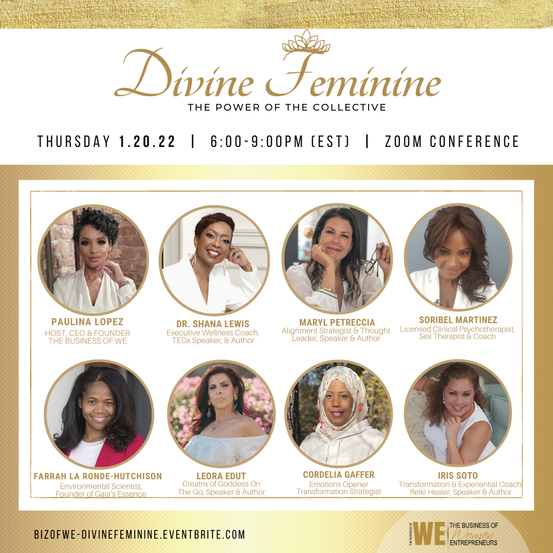 BusinessofWE's tweet photo. Women thrive in expansion creation with the right guidance and leadership!  Let's come together in a collaborative spirit, raising our vibration, transforming our businesses and celebrating the Feminine aspect of ourselves.

The 2022 DIVINE FEMININE Conference is happening on the https://t.co/ayegfbVXK4