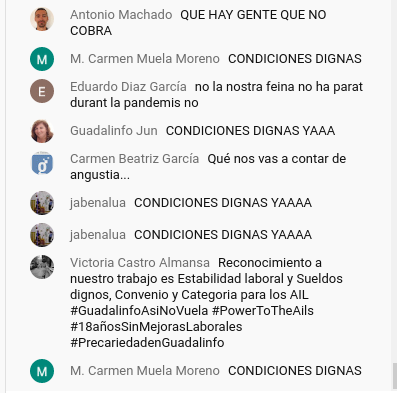 AMachadoJ's tweet photo. Los comentarios que está provocando la charla del encuentro de #guadalinfo reflejan claramente el sentir de los dinamizadores. #GuadalinfoAsiNoVuela #PowerToTheAils #18añosSinMejorasLaborales #PrecariedadenGuadalinfo https://t.co/93KlLcauto