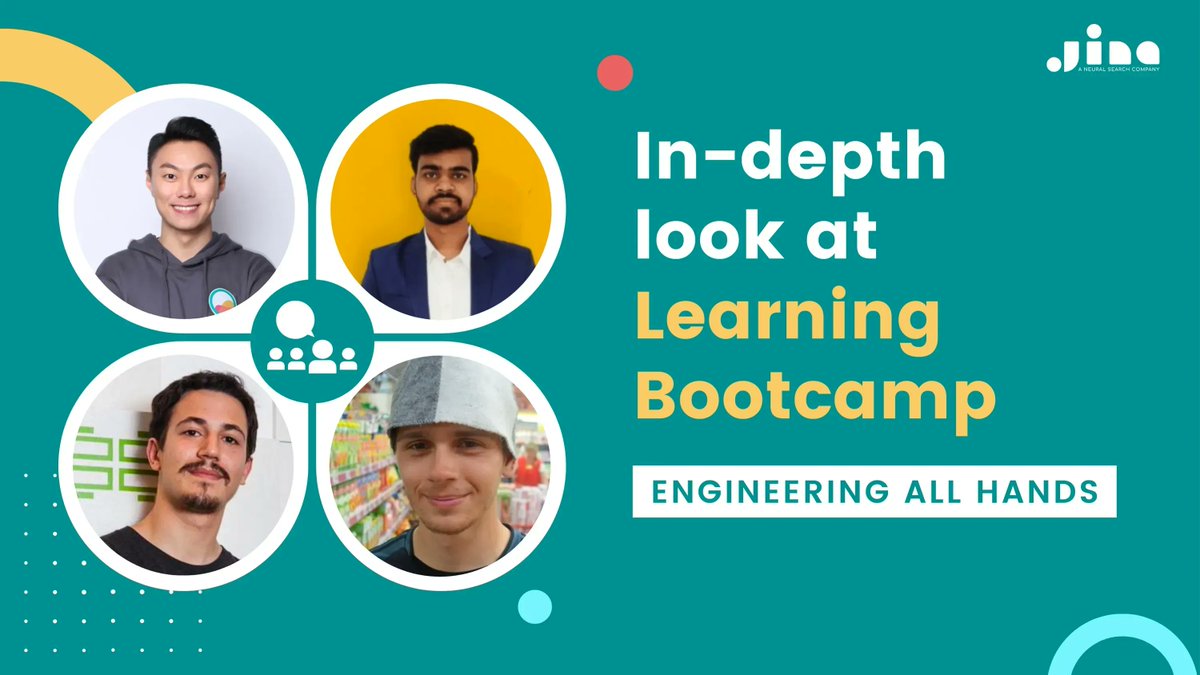JinaAI_'s tweet photo. Join our upcoming Engineering All Hands on 
📆 14th Dec 2021 
🕓 4 PM CET 
with our Co-Founder &amp; COO, @bing_he92, along with Tadej, @Saboo_Shubham_ &amp; @fissoreg! We'll talk about our Series A Funding, Learning Bootcamp, Finetuner and more!

👉 Sign up here: https://t.co/4rWuCKPRV1 https://t.co/zKWDCtUvkw