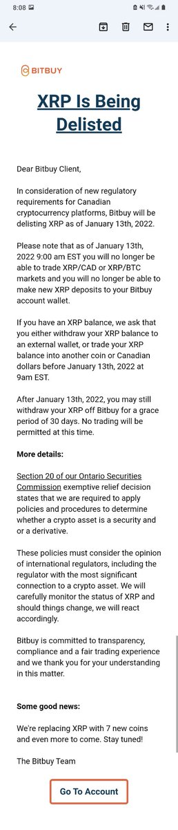 Canadian exchange <a href="/bitbuy/">Bitbuy</a>  delisting #XRP is best news to wake up to! Pack your bags, banks are getting ready. 🚀 #XRPArmy  <a href="/MoonLamboio/">Moon Lambo</a> <a href="/AltcoinDaily/">Altcoin Daily</a> @BakkupBradley <a href="/Bitboy_Crypto/">GIGA CHAD</a>